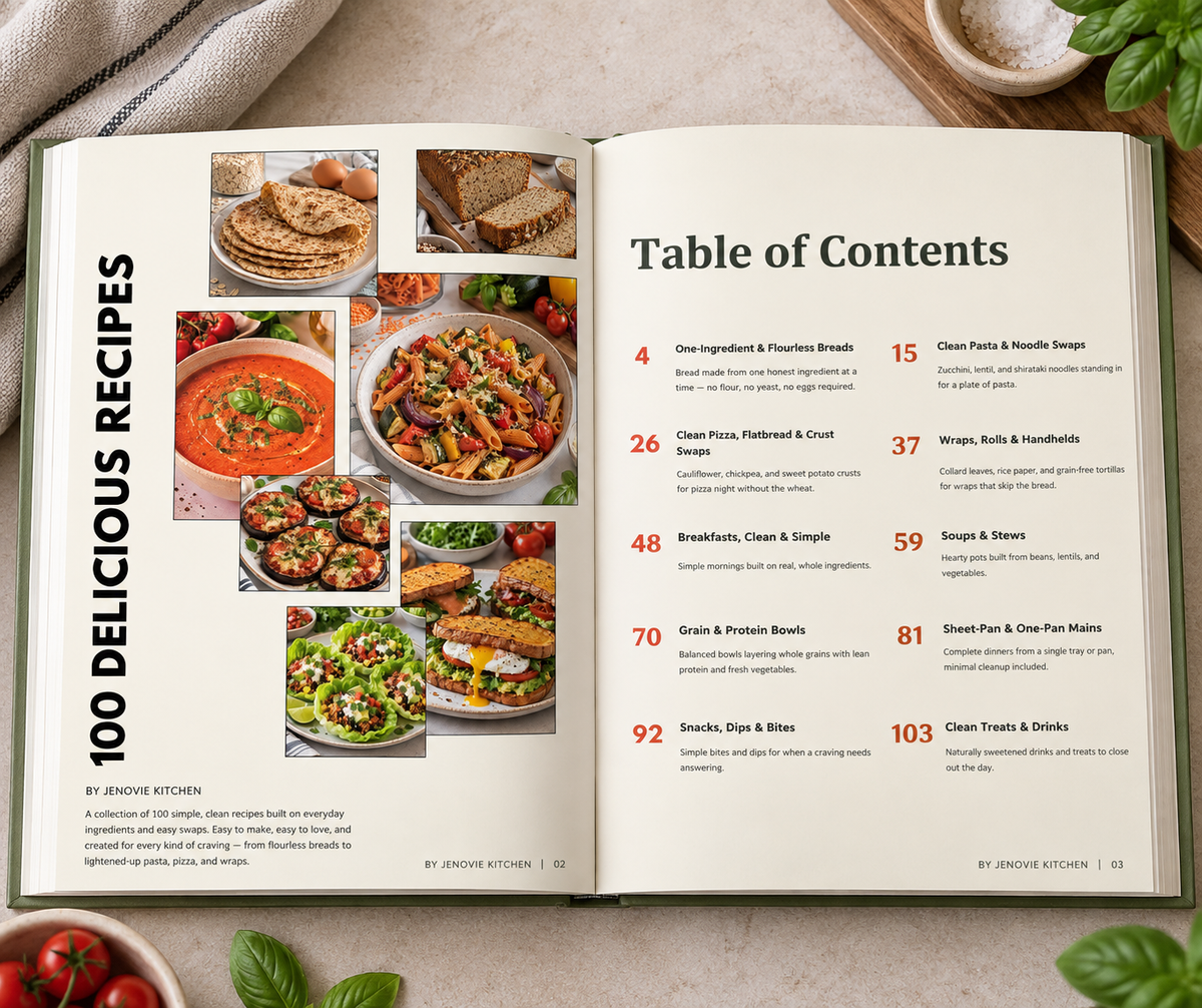 Physical Premium HardCover  - 100 Eat Clean. Live Well Recipes - Everyday Ingredients, Backed by Science & Organized by Health Goal (Copy)